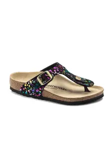 Birkenstock Gizeh Bs Confetti Black Narrow Width Micro Fibre Thong Sandals