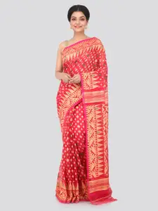 PinkLoom Pink Woven Design Jamdani Sustainable Saree