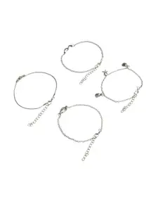 JOKER & WITCH Set Of 4 Silver-Toned Take Me To The Beach Charm Anklets