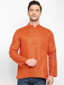 Hangup Men Orange Mandarin Collar Kurta
