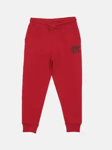 3PIN Boys Red Solid Cotton Joggers
