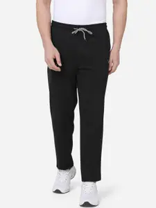 VS Men Black Solid Interlock Straight-Fit Dry-Fit Track Pants