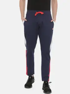 3PIN Men Navy Blue & White Solid Cotton Track Pants