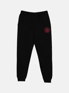 3PIN Boys Black Solid Cotton Joggers