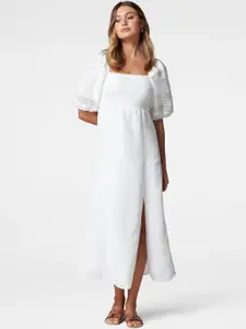 Forever New Women White Solid Midi Empire Dress