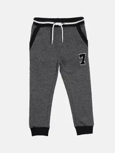 3PIN Boys Charcoal Grey Solid Cotton Joggers
