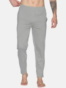 Dollar Men Grey Melange Solid Cotton Track Pants