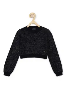 Allen Solly Junior Girls Black Solid Pullover Sweater