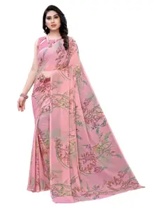KALINI Pink Printed Pure Chiffon Saree