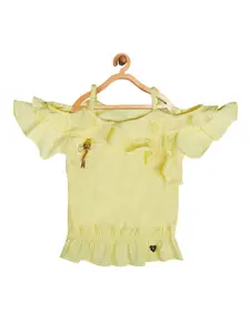 Tiny Girl Yellow Regular Cold Shoulder Regular Top