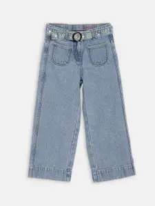 ELLE Girls Blue Wide Leg Light Fade Cotton Jeans