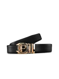 Kastner Men Black & Gold-Toned Textured Belt