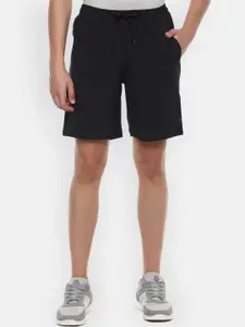 Louis Philippe ATHPLAY Men Black Solid Slim Fit Regular Shorts