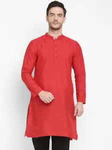hangup trend Men Red Solid Straight Kurta