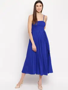 Aawari Women Blue Solid Fit and Flare Dress