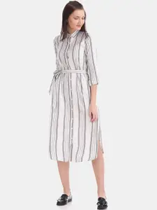 U.S. Polo Assn. Women Grey Striped Shirt Dress