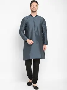hangup trend Men Grey & Black Solid Kurta with Churidar
