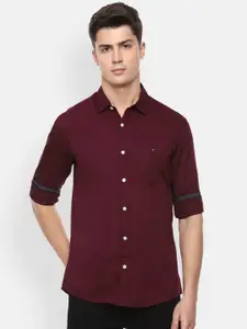 Louis Philippe Jeans Men Maroon Slim Fit Solid Casual Shirt