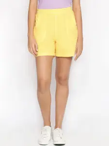 Oxolloxo Women Yellow Solid Regular Fit Regular Shorts
