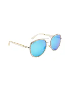 Ted Smith Women Blue & Silver-Toned Aviator UV Protected Sunglasses TS-NJ1006/S_CRYSTAL