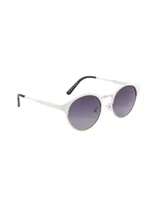 Ted Smith Women Grey Lens & White Round UV Protected Sunglasses TS-NA295/S_C3
