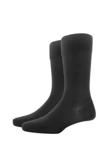 Louis Philippe Men Pack Of 2 Black Solid Calf-Length Socks