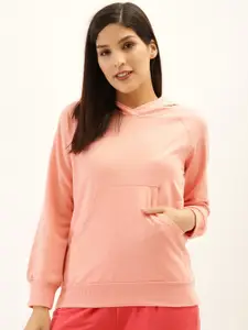Laabha Women Pink Hooded Solid Sweatshirt