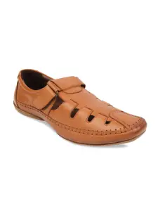 Regal Men Tan Brown Shoe-Style Leather Sandals