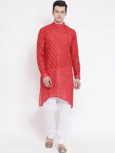 NAMASKAR Men Red Ethnic Motifs Kurta
