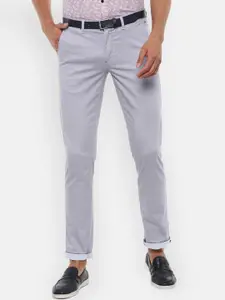 Louis Philippe Sport Men Grey Slim Fit Self Design Regular Trousers