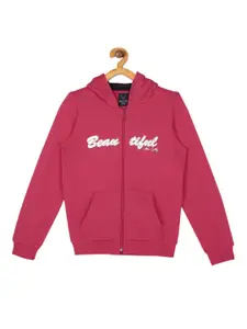 Allen Solly Junior Girls Pink Printed Hooded Sweatshirt