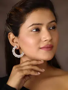 Priyaasi Rose Gold Contemporary Half Hoop Earrings