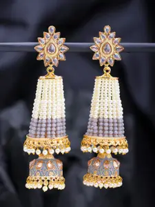 Sukkhi Grey & White Contemporary Jhumkas
