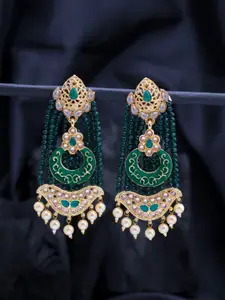 Sukkhi Blue & Green Contemporary Drop Earrings