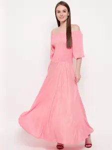 Aawari Pink Off-Shoulder Maxi Dress