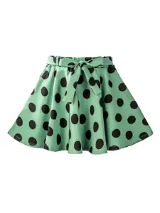 Hunny Bunny Girls Green & Black Printed Flared Skirt