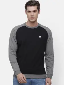 Voi Jeans Men Black & Grey Solid Sweatshirt
