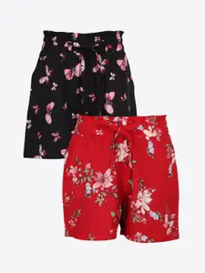 CUTECUMBER Girls Pack Of 2 Printed Regular Fit Regular Shorts