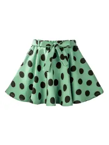 Hunny Bunny Girls Green & Black Printed Flared Skirt