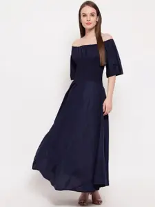 Aawari Women Navy Blue Solid Maxi Dress