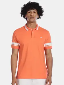 Aeropostale Men Orange Solid Polo Collar Pure Cotton T-shirt