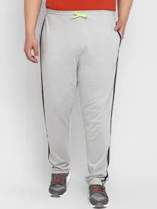 Yuuki Plus Size Men Grey Melange Solid Straight-Fit Track Pants