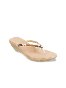 Mochi Women Gold-Toned Embellished Sandals
