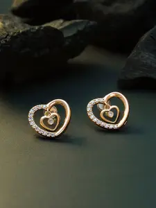 aadita Gold-Plated Handcrafted Heart-Shaped Studs