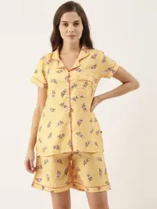 Bannos Swagger Women Yellow Printed Night suit
