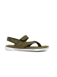 Khadims Men Olive Green & Black Comfort Sandals