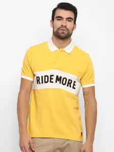 Royal Enfield Men Yellow Printed Polo Collar T-shirt