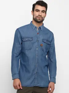 Royal Enfield Men Blue Regular Fit Solid Casual Shirt