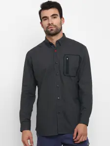 Royal Enfield Men Charcoal Regular Fit Solid Casual Shirt