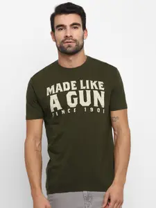 Royal Enfield Men Olive Green Printed Round Neck T-shirt